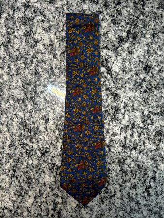 Salvatore Ferragamo Seidenkrawatte Blumen & Reiter blau