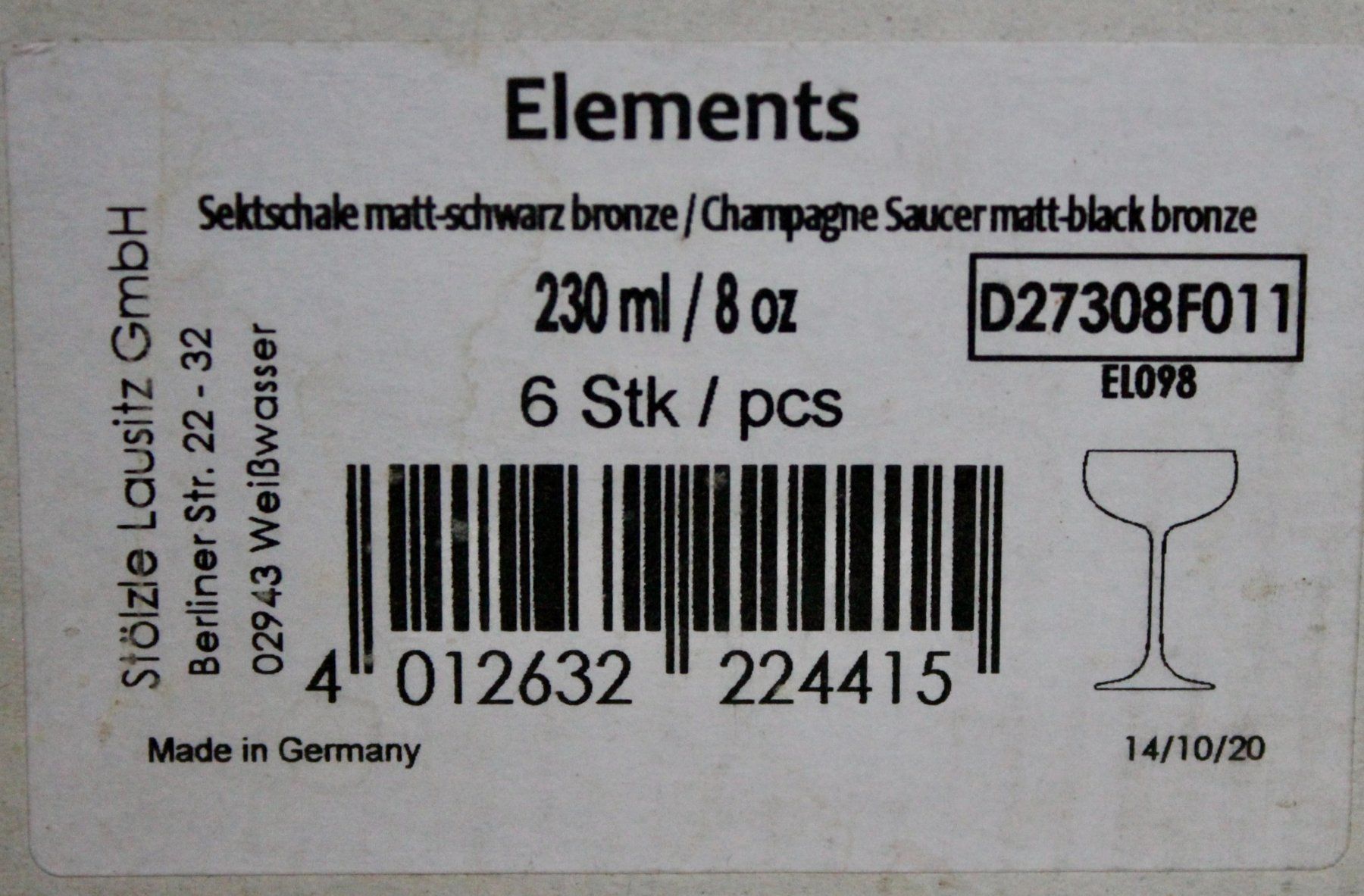Bicchieri: 6 neue Sektgläser, schwarz/Bronze – Nuovo e nell'imballaggio originale da Kirchlindach venduto da hekilida 3