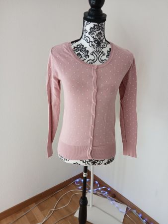 Süsser Rosa Cardigan mit Punkten, Gr. S