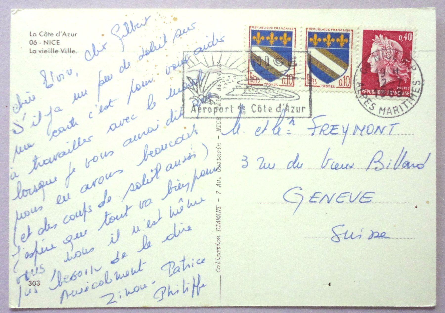 Cartoline postali: Nice - La vieille ville – Usato da Fétigny venduto da Billy2miny 1