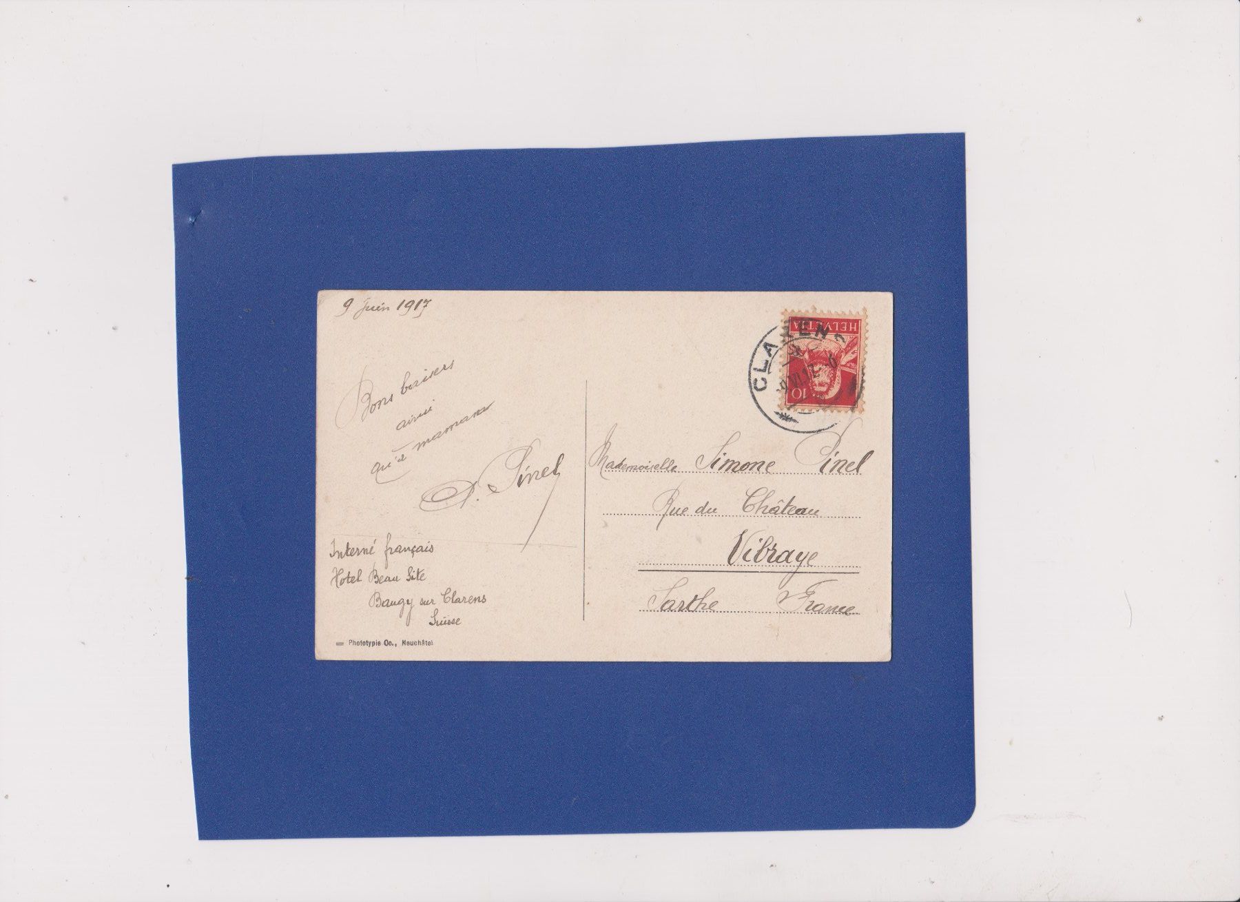 Cartoline postali: AK Clarens  - Montreux 1917 ... – Usato da Bex venduto da Canouille 1