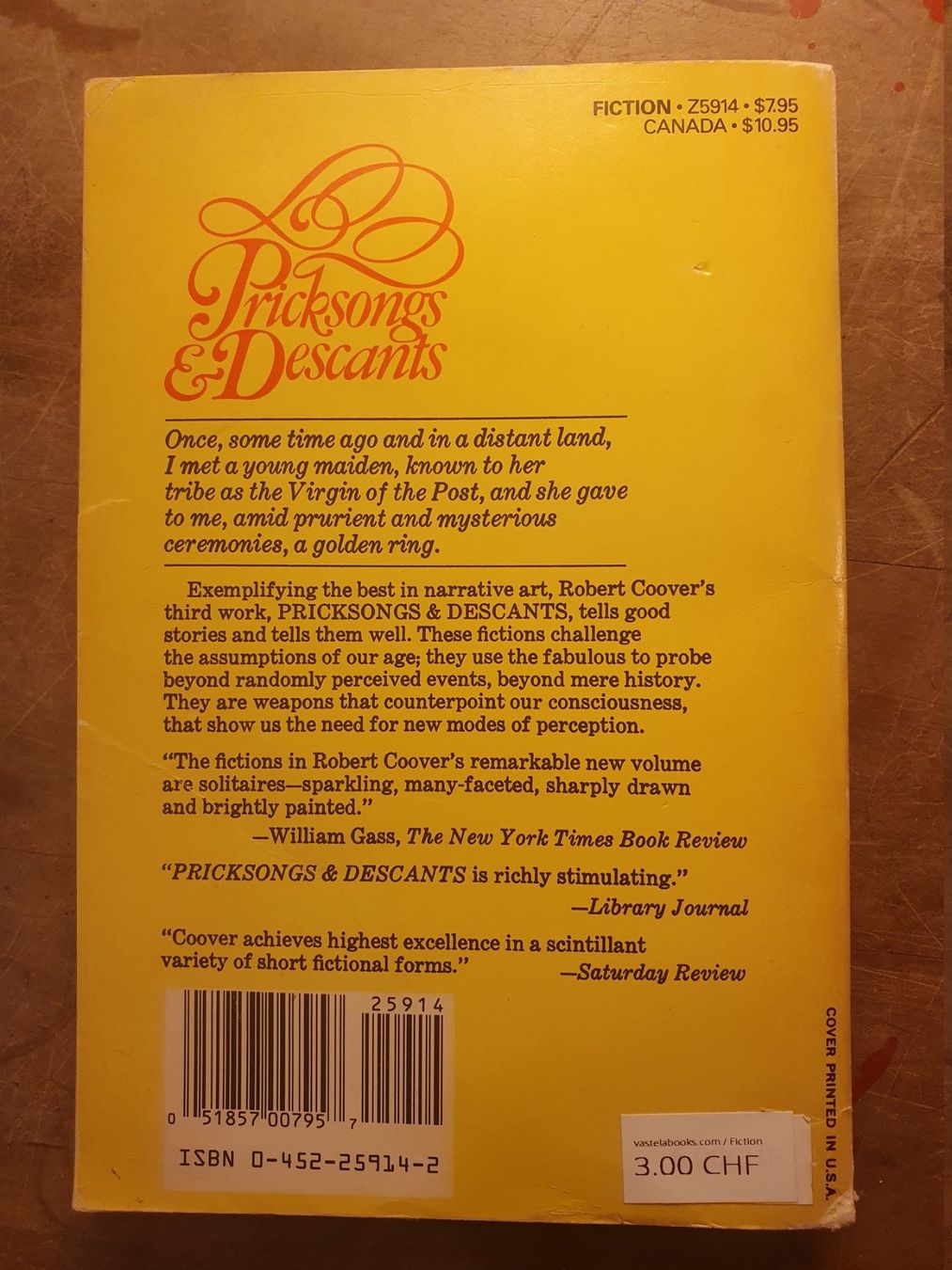 Libri: Pricksongs & Descants - Robert Coover – Usato da Zürich venduto da loosebone 9