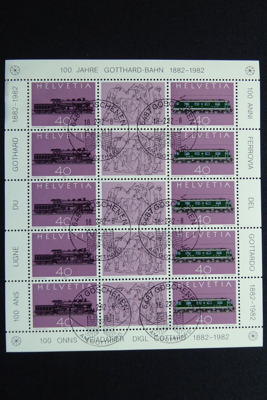 Tutti i francobolli: (B85) 1982: 100 J. Gotthard-Bahn SO75 ʘ – Usato da Basel venduto da scholle50