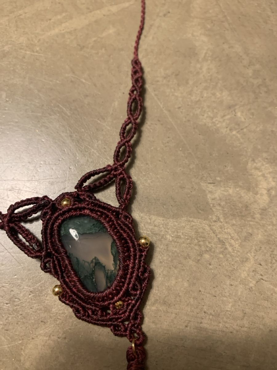 Colliers: 🌿 Collier bohème en agate mousse & macramé – Pièce unique ✨ – Neuf avec emballage d'origine à Versoix par val_t6jc 4