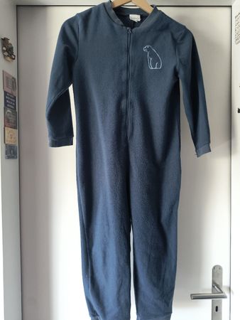 Overal / Jumpsuit Gr. 128cm blau mit Bär Motiv 