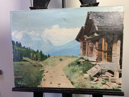 Ölgemälde F.X. Käppeli Berglandschaft 1954 64x45 cm gebrauch