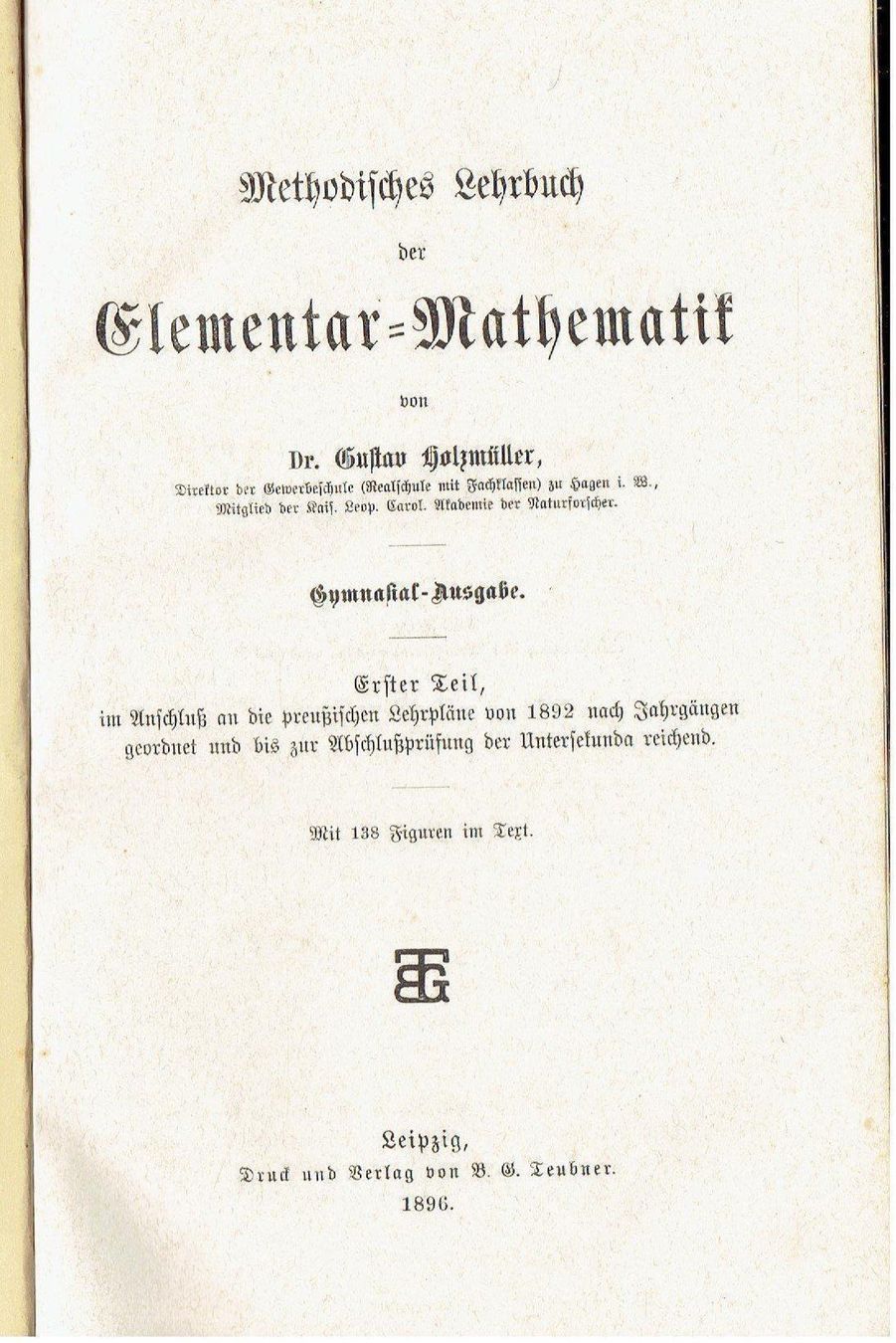 Libri: Elementar-Mathematik, 1896, Erster Teil – Usato da Flims - Dorf venduto da Stagediver 1