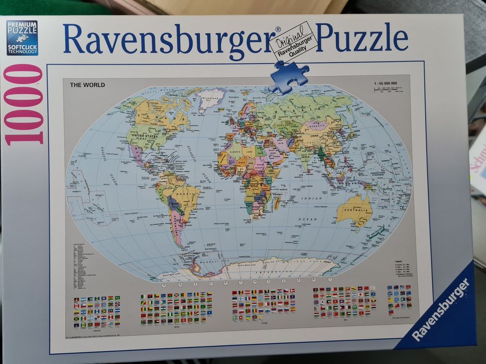 Ravensburger Puzzles: Ravensburger Puzzle 1000 Teile Weltkarte Länderflaggen – Neuf (Voir description) à Lüterkofen par Bakoco