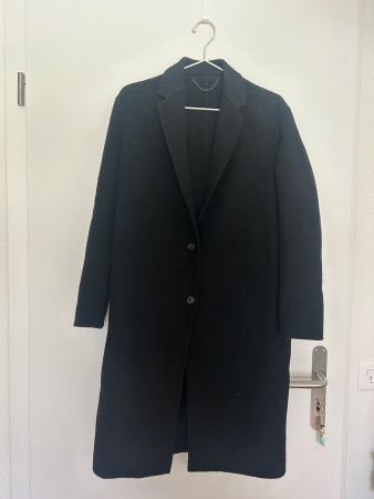 Klassischer schwarzer Wollmantel von Allsaints, Grösse S