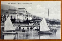 Neuchâtel - Barques devant le Musée et le Quai