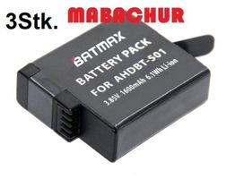 3x AKKU FÜR GOPRO HERO 5 6 7 8 1600mAh Hero 5 Hero 6 Hero 7