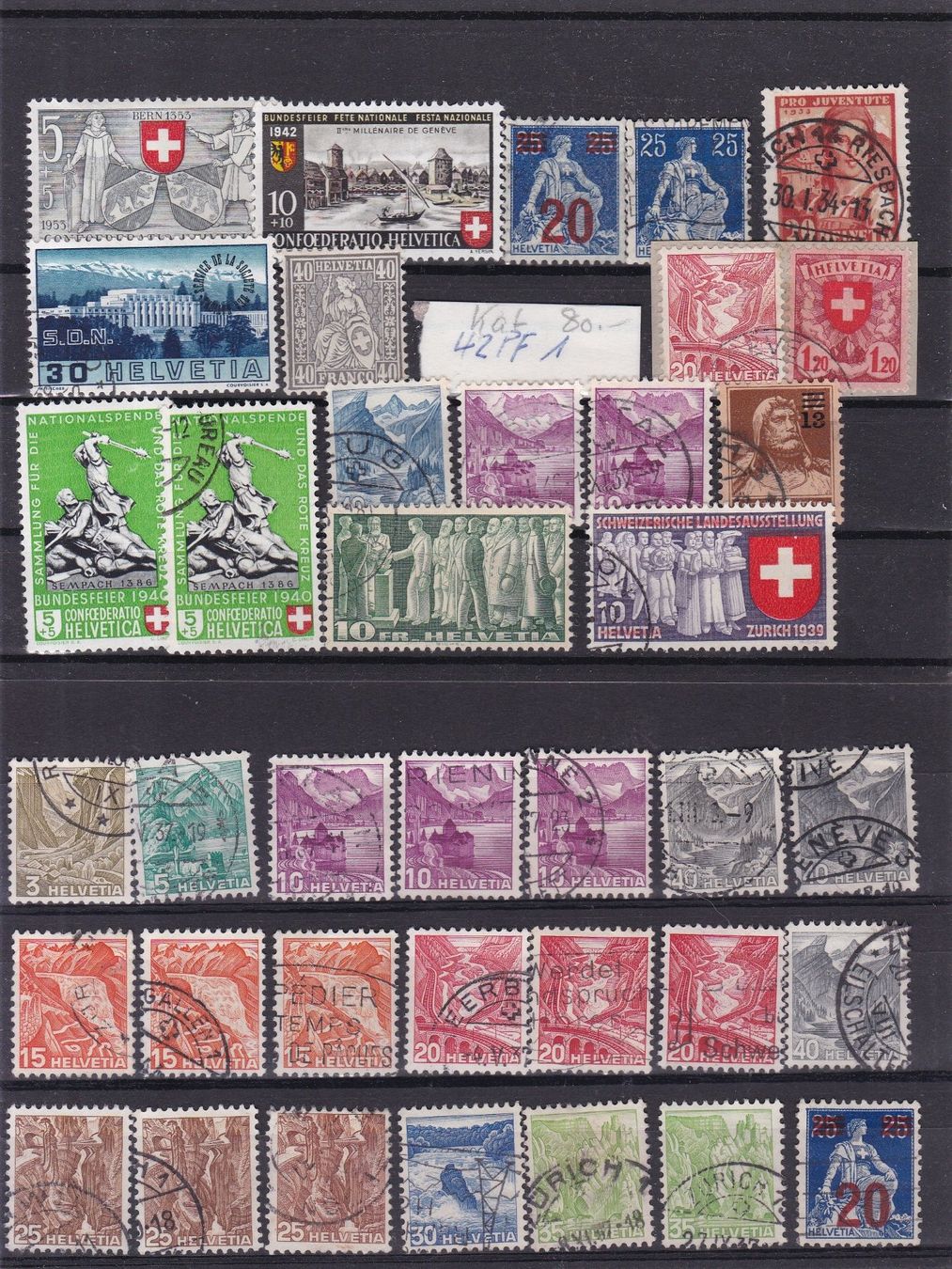 Tutti i francobolli: 14 Stk. CH Briefmarken-Steckkarten, bunt gemischt – Usato da Münchwilen AG venduto da Nesar 1