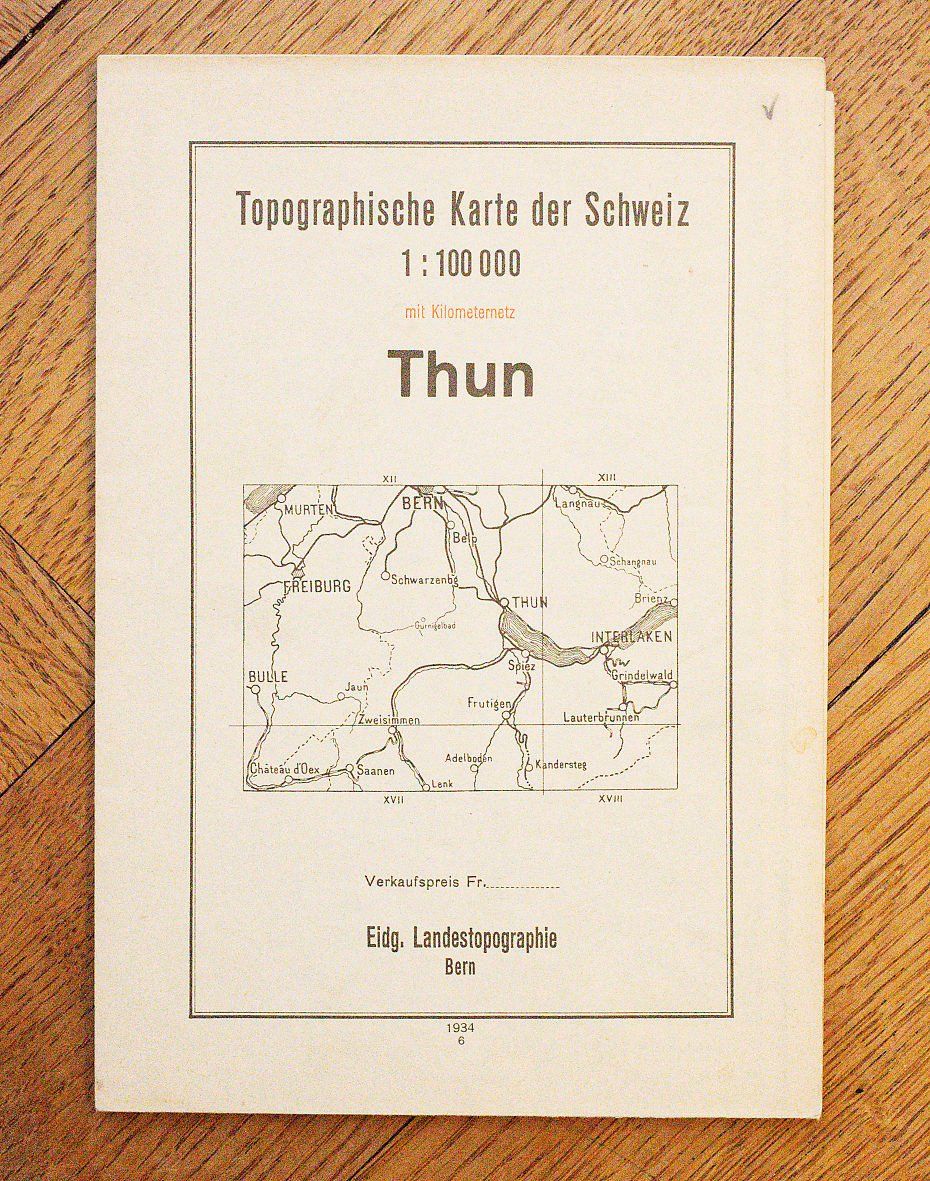 Cartine & Atlanti: Topographische Karte Thun 1934 – Usato da Bern venduto da Maccalvin