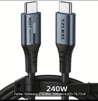 1Stk Schnelllade Kabel, schwarz, 2xUSB-C, 240W, LED Anzeige