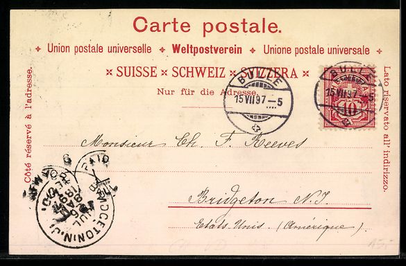 Cartoline postali: Litho Yverdon, Place Pestalozzi, Bains,  – Usato da Berlin venduto da bartko-reher 1