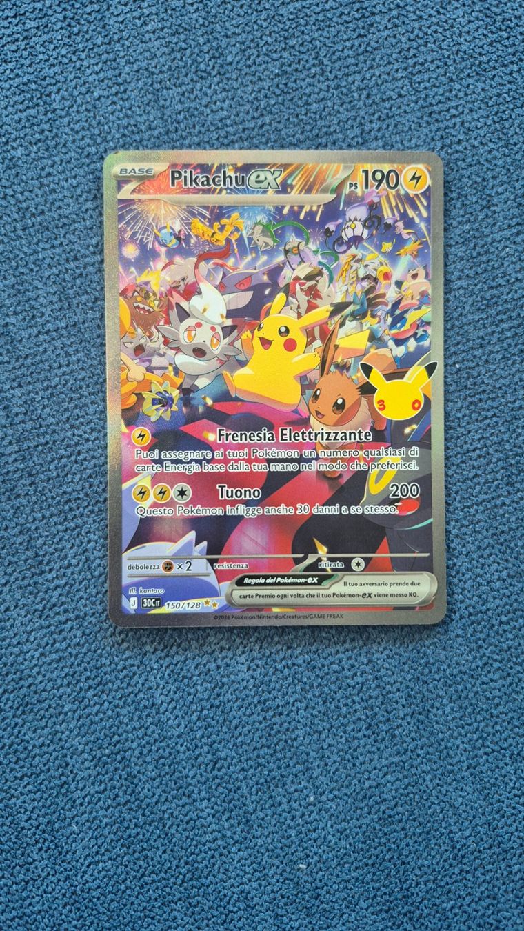 CARTA POKEMON 30 ANNIVERSARIO PIKACHU EX 150/128 ITA (Neu (gemäss ...