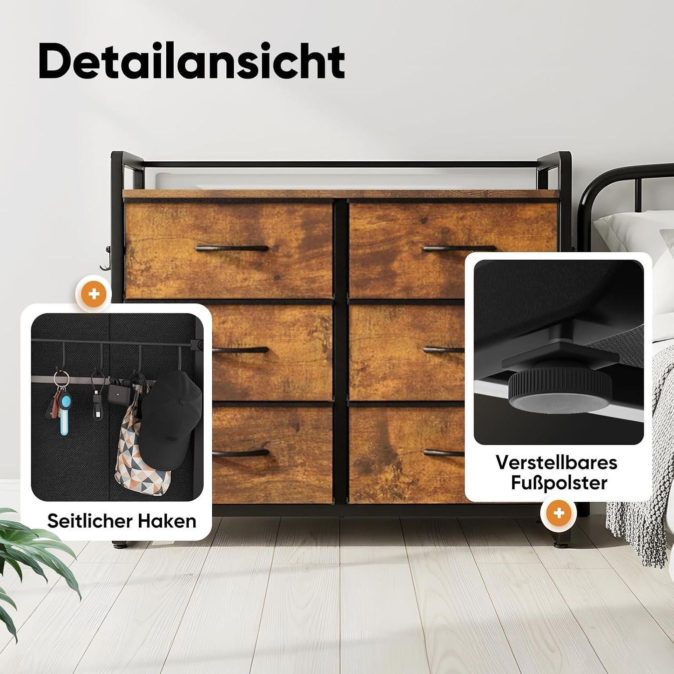 Cassettiere: Kommode 6 Schubladen Stoffbezug – Nuovo e nell'imballaggio originale da St. Gallen venduto da VerkaufsMaus50 5