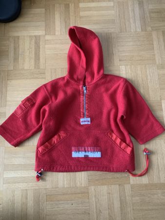 Kinder Fleece Pullover rot mit Kapuze akzeptabel