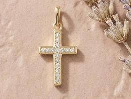 Kreuz aus 585/14 ct Gold mit kette silber s925