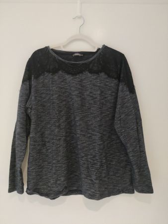 Schöner Damenpullover mit Spitze, Grösse L, Top Zustand!