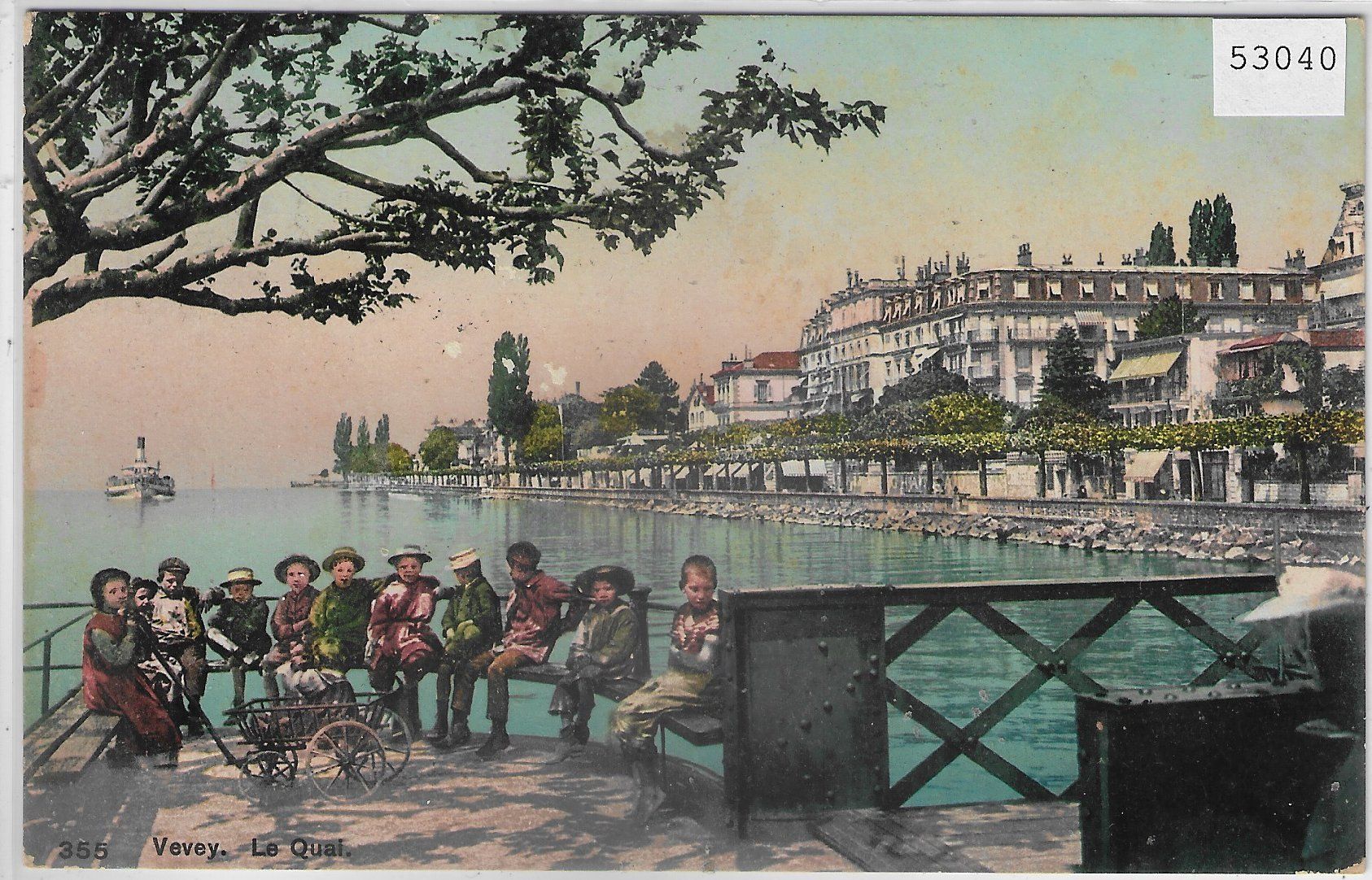 Cartoline postali: Vevey - Le Quai - animee - Litho – Usato da Ettingen venduto da Kartenplanet