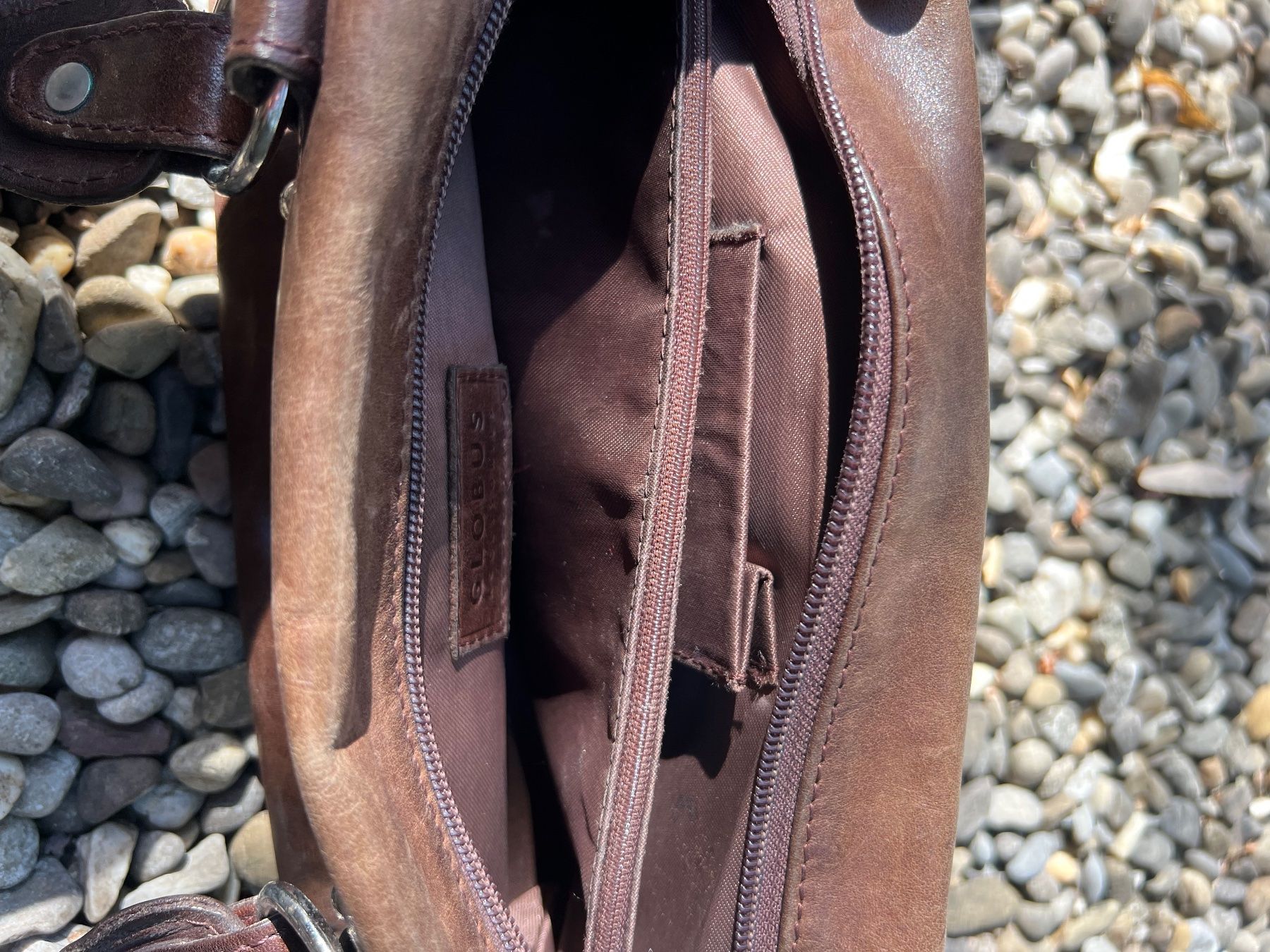 Globus Taschen für Damen: Braune Lederhandtasche, Marke Globus – Gebraucht aus Riehen von polyacrylamid 3