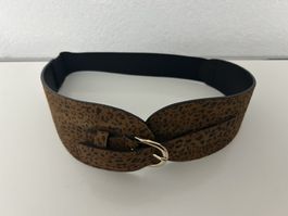 Taillengürtel mit Leopardenmuster braun, ca. 80cm