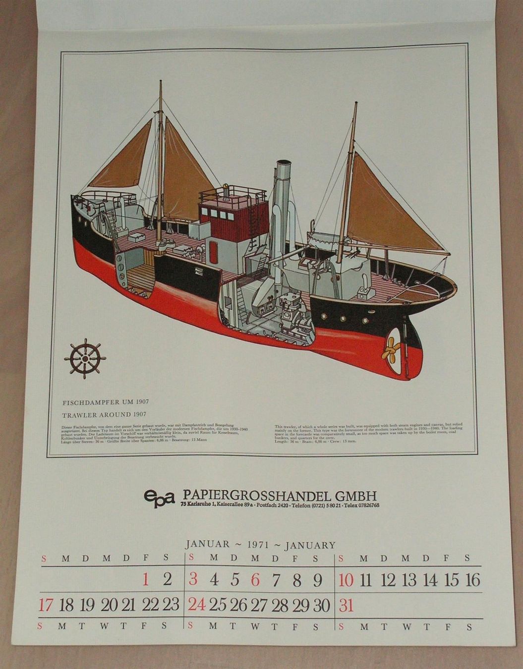 Calendari: Schiffe / Schiffbau der Jahrhunderte, Kalender 1971 – Usato da Oberriet SG venduto da Manick 1