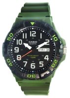⌚ Herrenuhr ®CASIO Analog Schwarz Grün 52mm 10 ATM Datum NEU