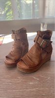 Damen A.S.98 Sandaletten braun Leder Keilabsatz 