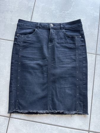 Jeansrock Denim by Bonita schwarz mit Fransen Grösse M