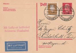 Deutsches Reich 15 Pf. GS-Pk mit Zusatzfrankatur Luftpost