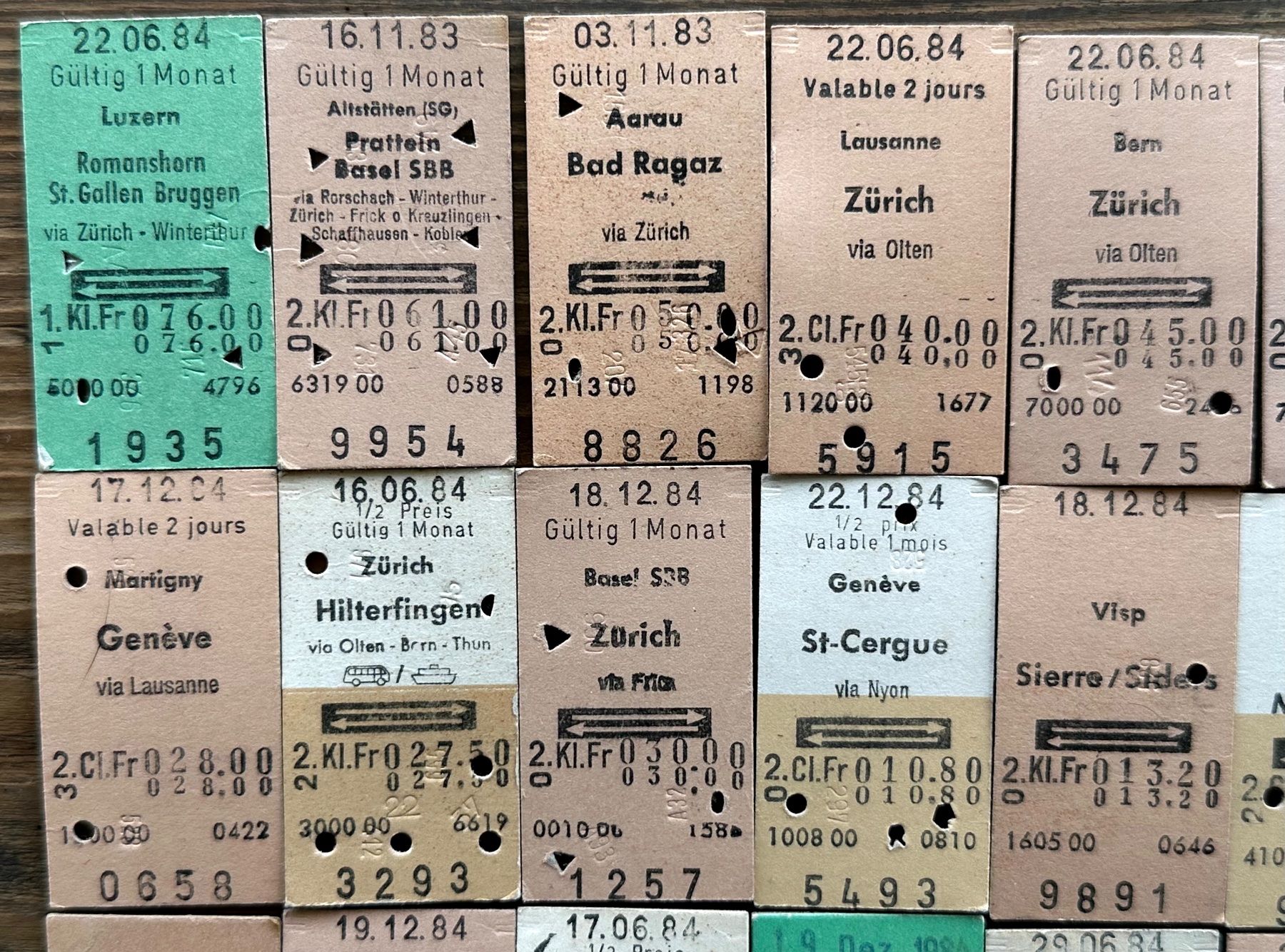 Billets: 20 Top Billette, SBB, Tickets Edmondsche Kartonbillette – D'occasion à Seltisberg par quadartswiss 1