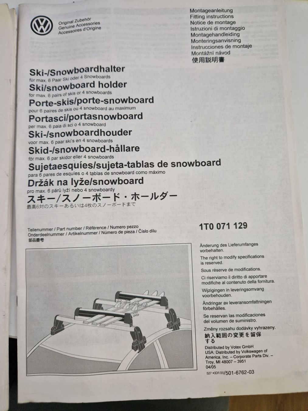 VW Portapacchi: VW Grundträger und Ski/Snowboardhalter – Usato da Hochdorf venduto da Shauni 1