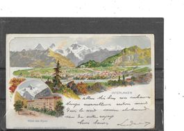 BE Interlaken 1902 mit Hotel des Alpes (Litho)