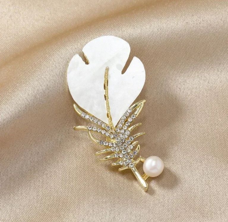 Herren Brosche Feder Gold - Hemdnadel Für Krawatte, Hut Und Anzug