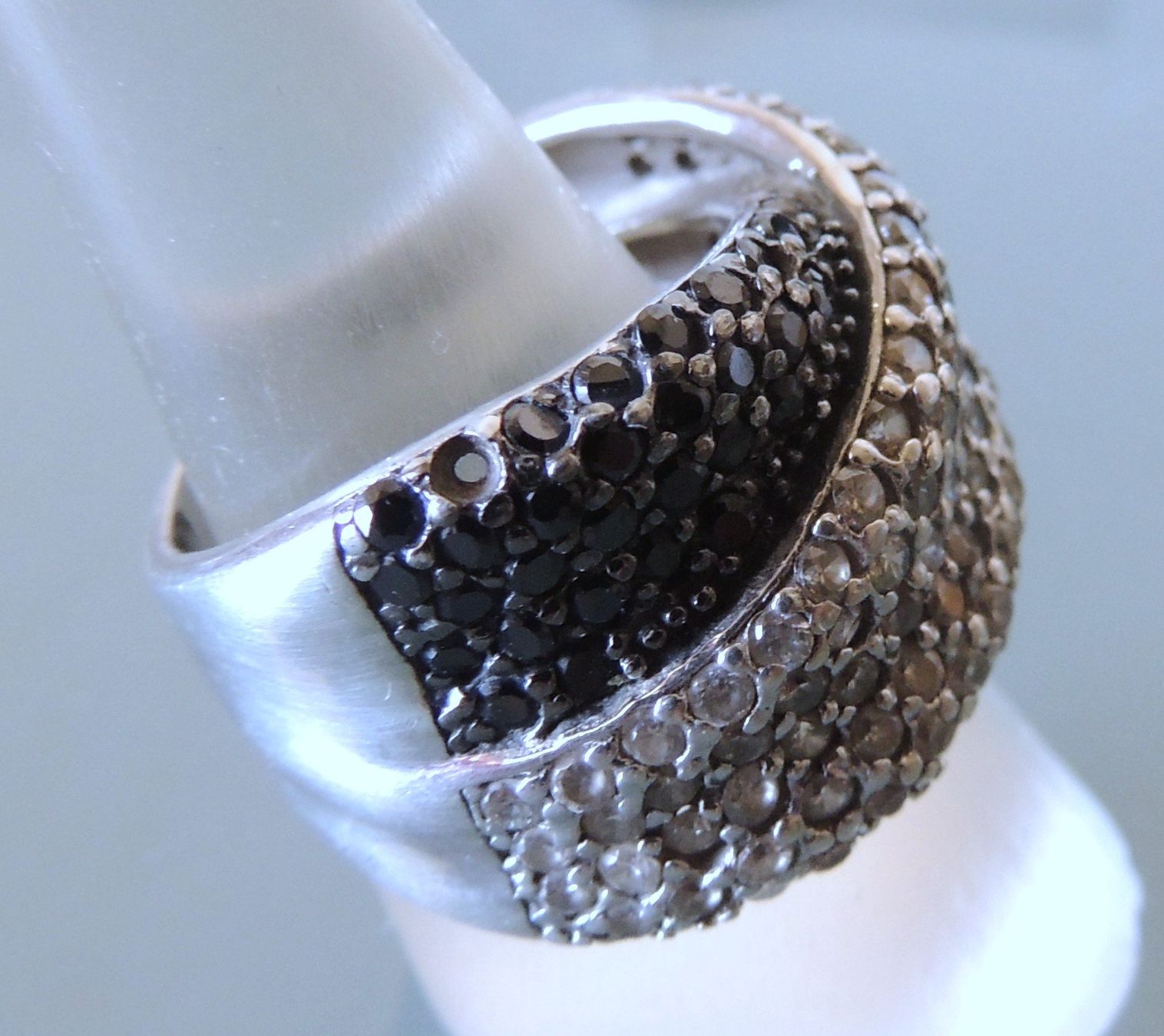 Anelli: Silber 925 Pavé Fingerring Gr. 58 – Usato da Waldenburg venduto da schaller707 2