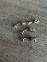 3x Bauchpiercings Farben: gold, rose, metallic