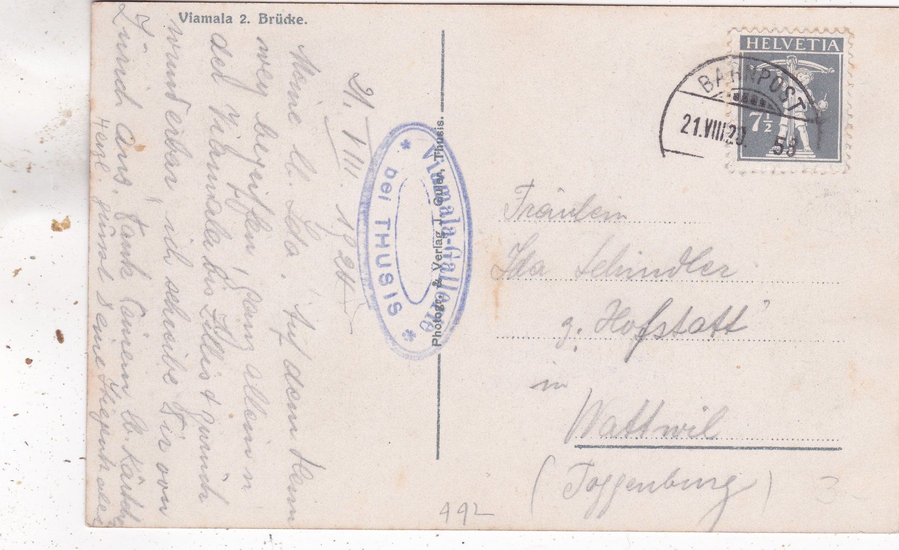 Cartoline postali: Viamala 2. Brücke 1920 – Usato da Herisau venduto da Lisegrat2008 1