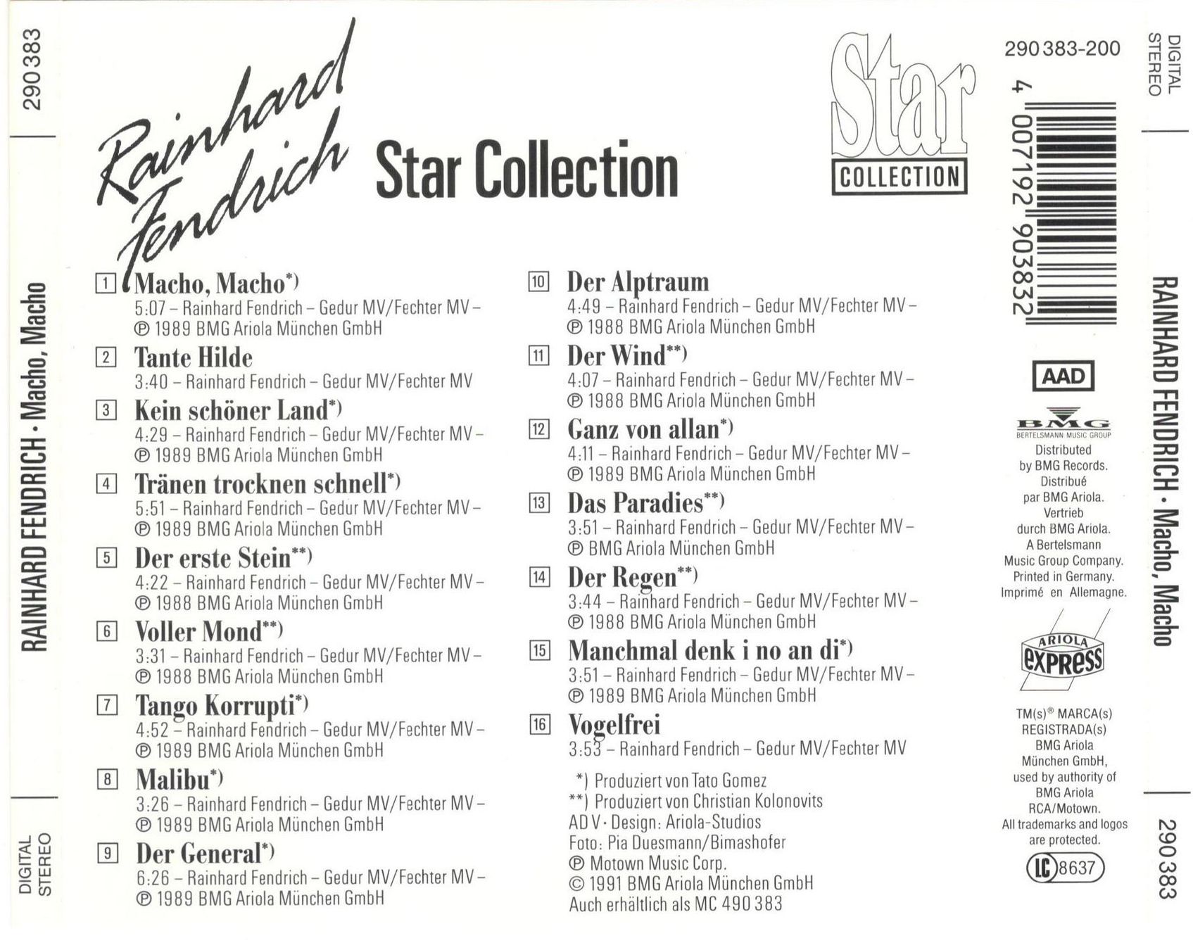 CD: Rainhard Fendrich CD Star Collection Macho, Macho – Usato da St. Margarethen TG venduto da ursk10 1