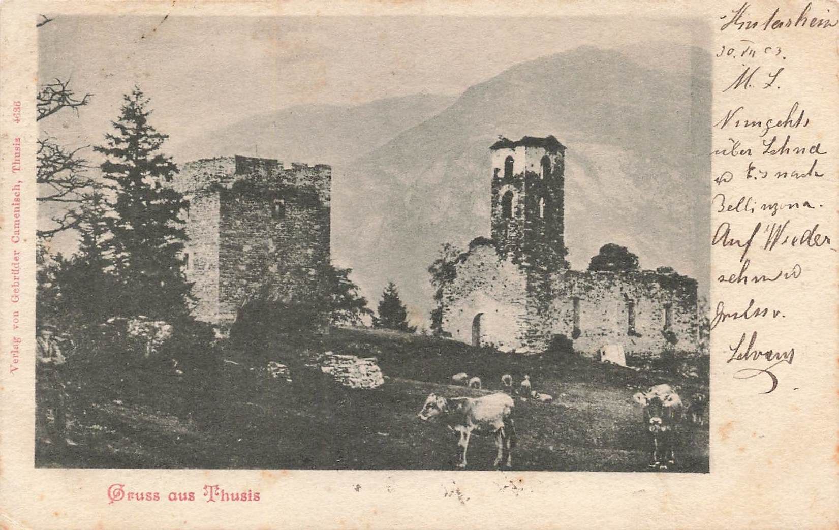 Cartoline postali: Gruss aus thusis – Usato da Biasca venduto da Blenio71