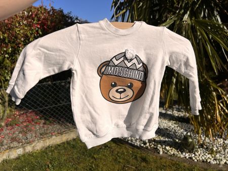 Pull Moschino Baby, taille 80 cm, motif ours avec bonnet