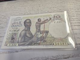 Banknote 10 Francs Banque de l'Afrique Occidentale 1953
