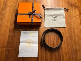 HERMES Wendegürtel navy/khaki (90 cm) OHNE Schnalle
