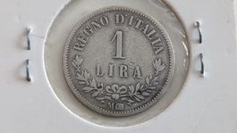 Münze 1 Lira Italien 1863 Vittorio Emanuele II, (2WA4)