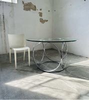 Tuttle & Starck Design-Esstisch Glas & Chrom rund | Vintage