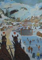 Schulwandbild, Schulbild "Kurort im Winter" P. Stähli