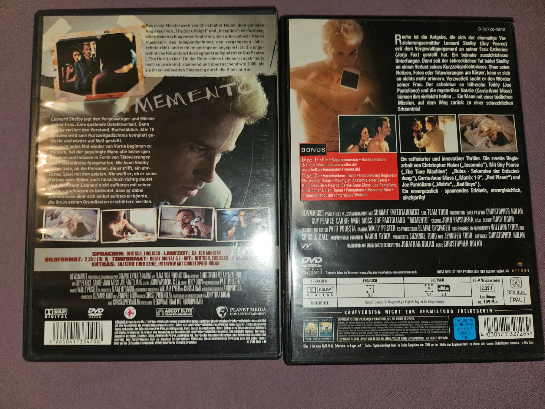 Tutti i DVDs: DVD Pack: 2 x Memento – Usato da Thun venduto da Shame 1
