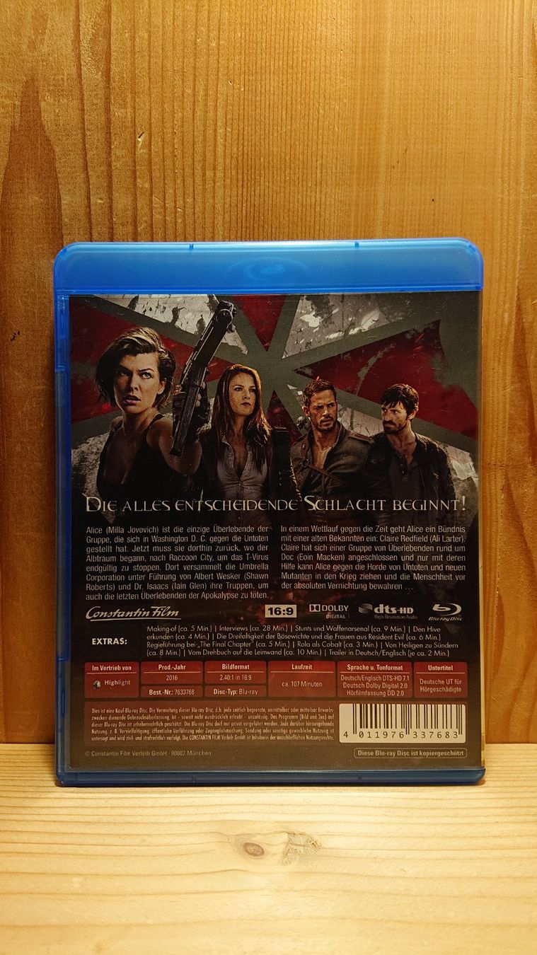 Tutti i DVDs: RESIDENT EVIL The Final Chapter auf Blu-Ray – Usato da Wilderswil venduto da Exebub 1