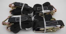 4 Stk. Spanngurt/Spannset mit Haken, 600 Kg x 5 M, black